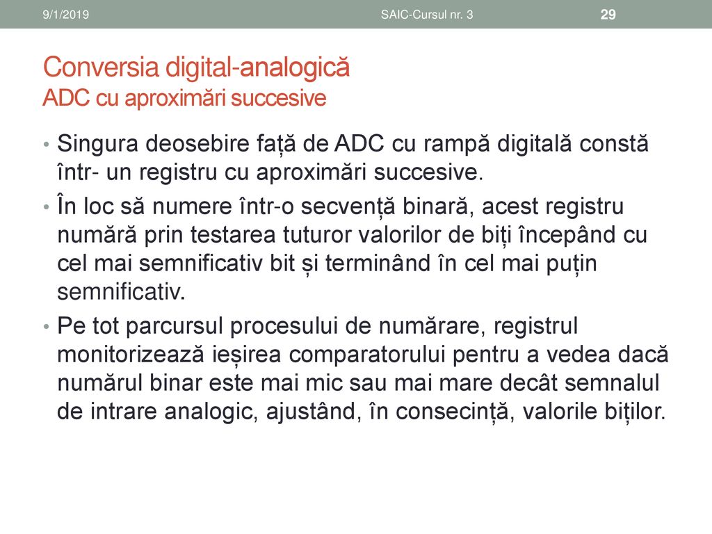Conversia digital-analogică ADC cu aproximări succesive