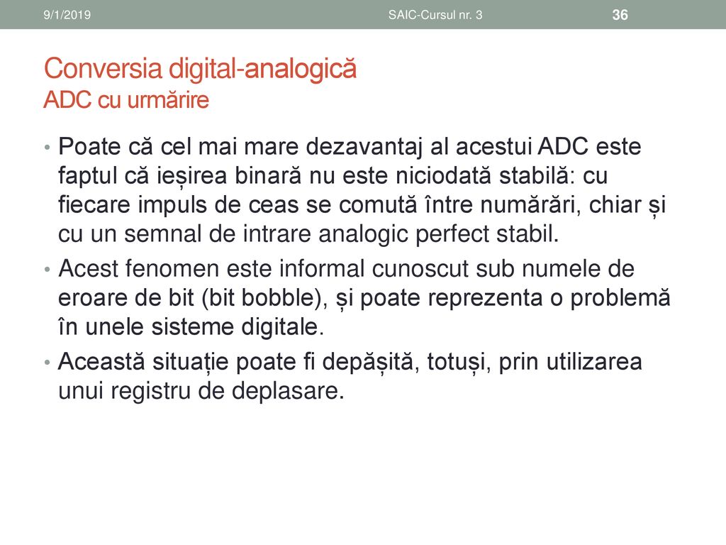 Conversia digital-analogică ADC cu urmărire