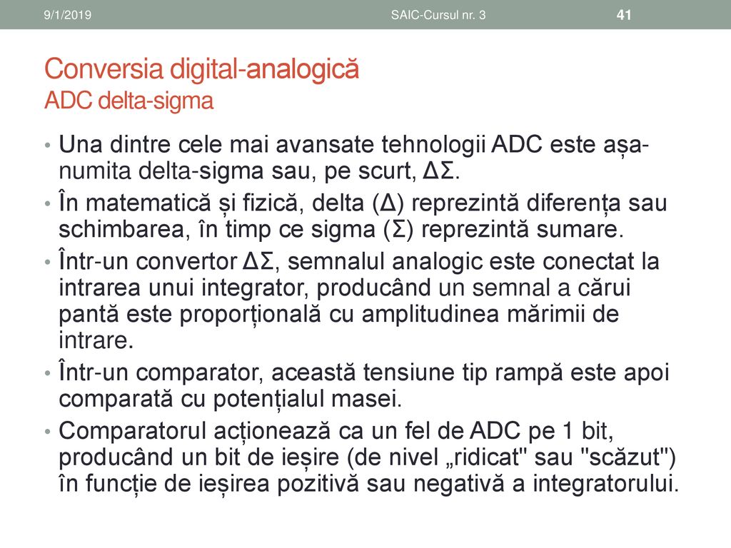 Conversia digital-analogică ADC delta-sigma