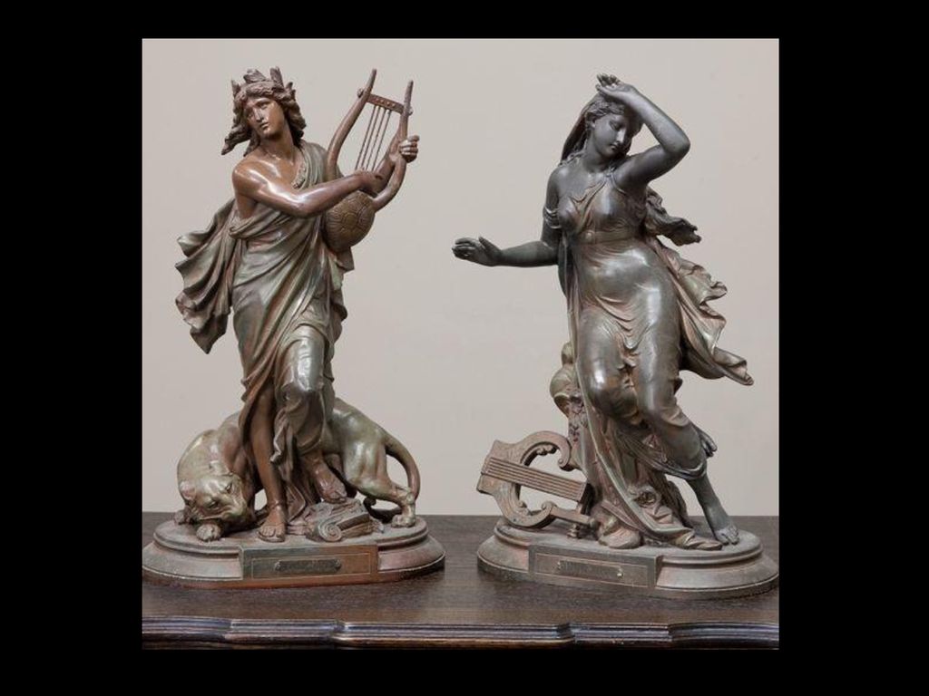 French 19th Century Pair Neoclassical Statues of Eurydice and Orpheus