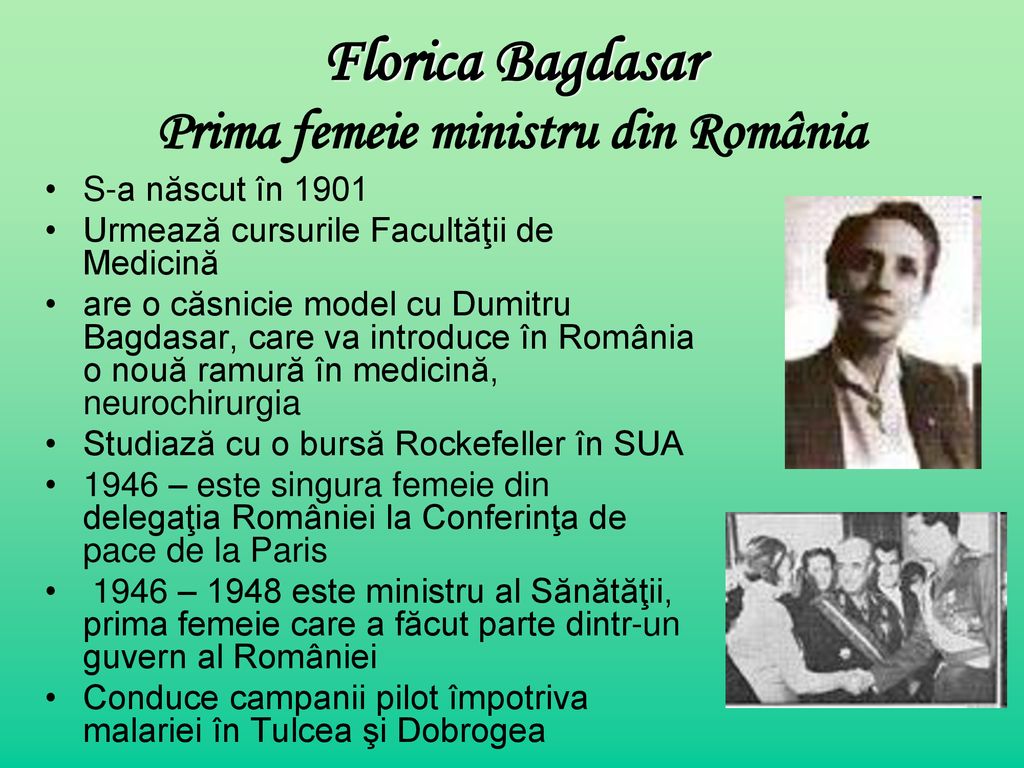 Florica Bagdasar Prima femeie ministru din România