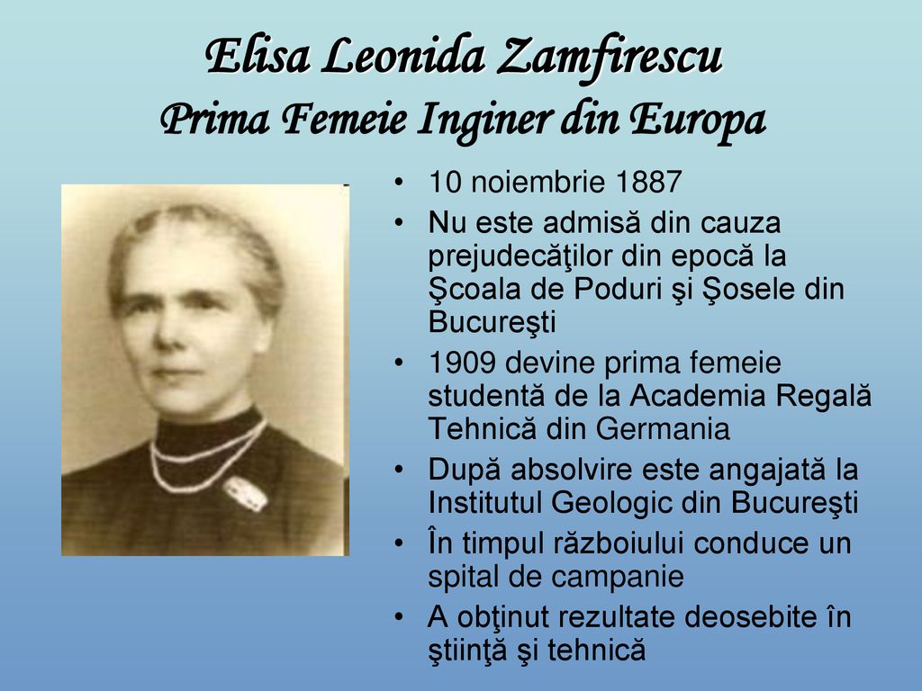 Elisa Leonida Zamfirescu Prima Femeie Inginer din Europa