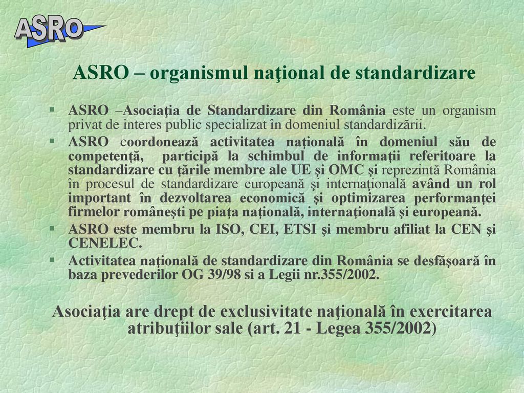 ASRO – organismul naţional de standardizare