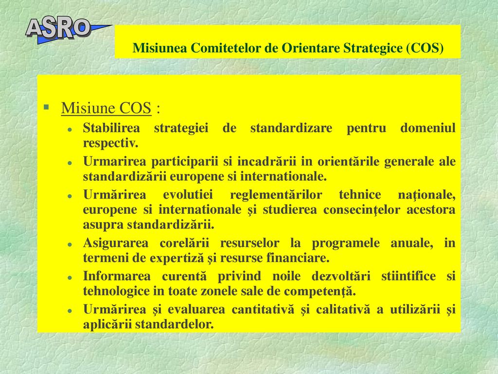 Misiunea Comitetelor de Orientare Strategice (COS)