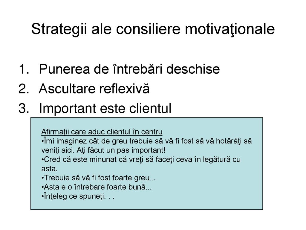 Strategii ale consiliere motivaţionale