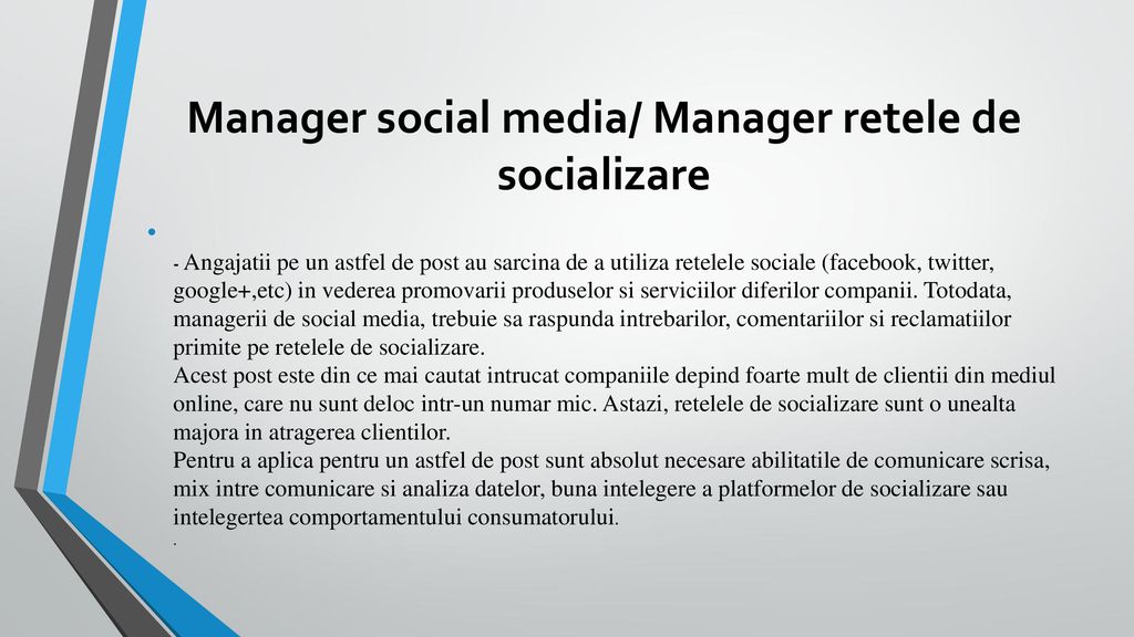 Manager social media/ Manager retele de socializare