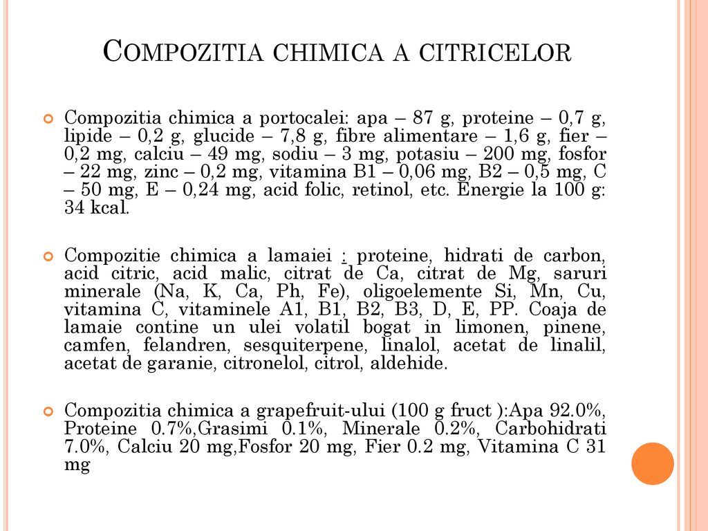 Compozitia chimica a citricelor