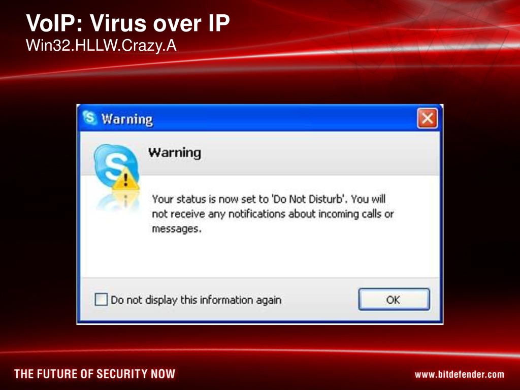 VoIP: Virus over IP Win32.HLLW.Crazy.A
