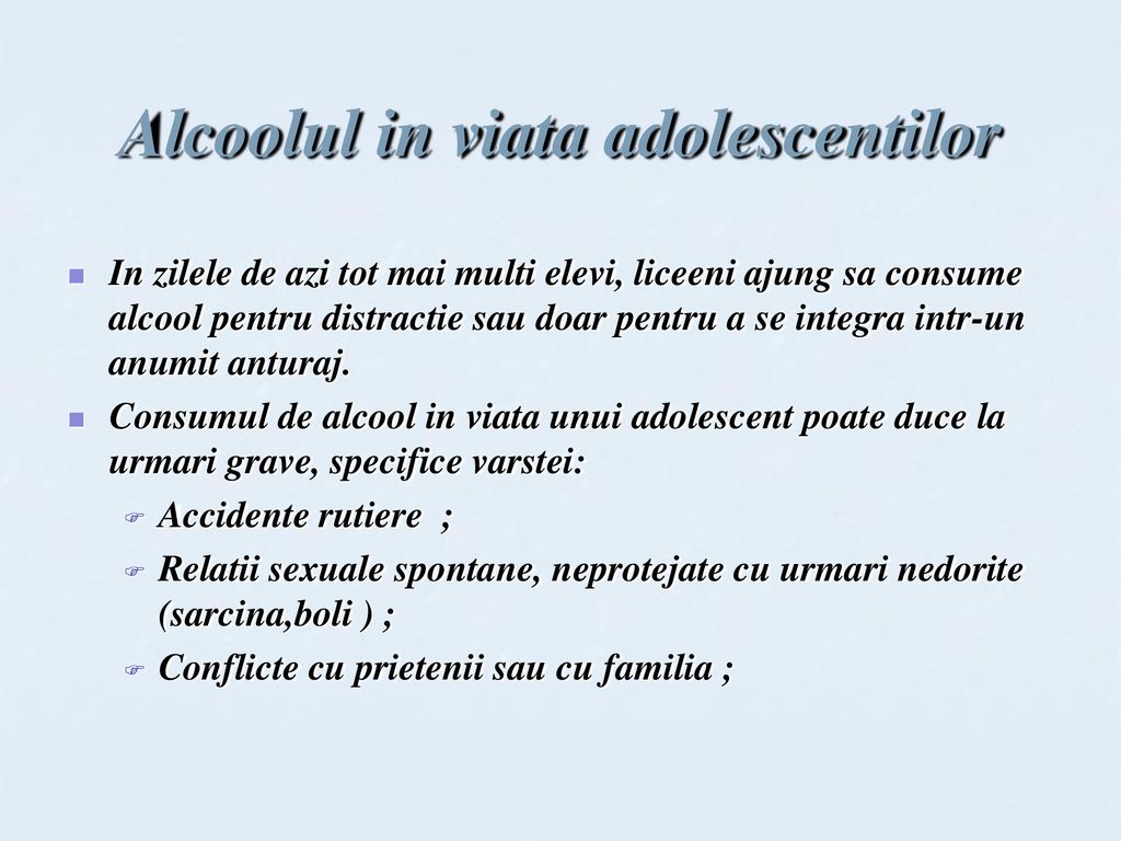 Alcoolul in viata adolescentilor