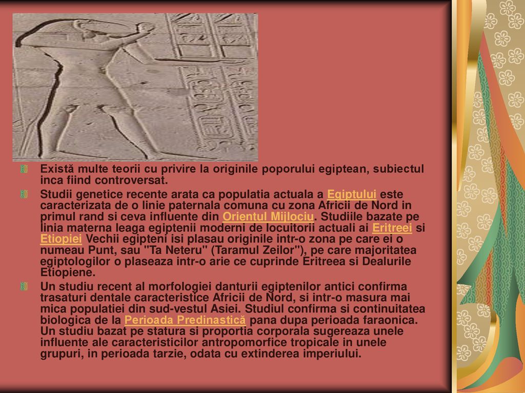 Există multe teorii cu privire la originile poporului egiptean, subiectul inca fiind controversat.