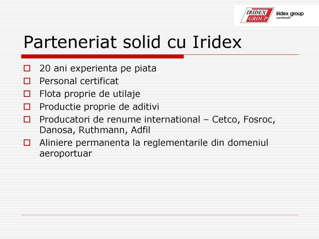 Parteneriat solid cu Iridex