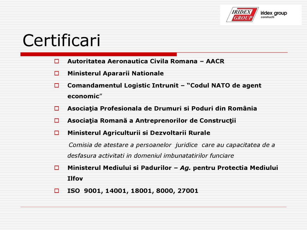 Certificari Autoritatea Aeronautica Civila Romana – AACR