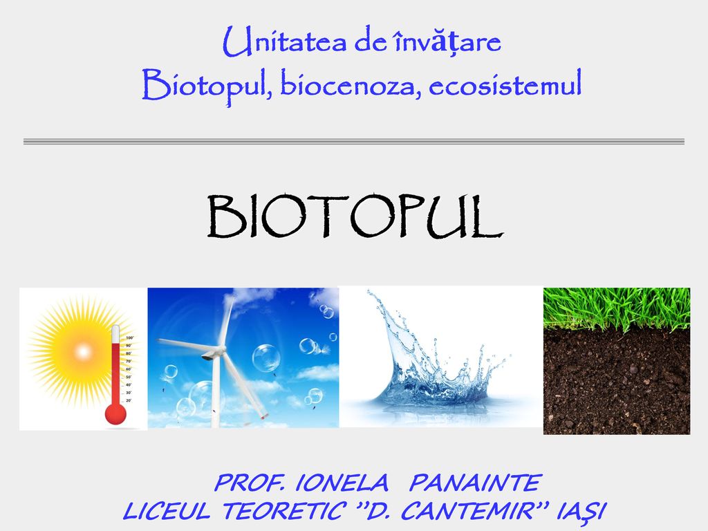 Unitatea de învățare Biotopul, biocenoza, ecosistemul