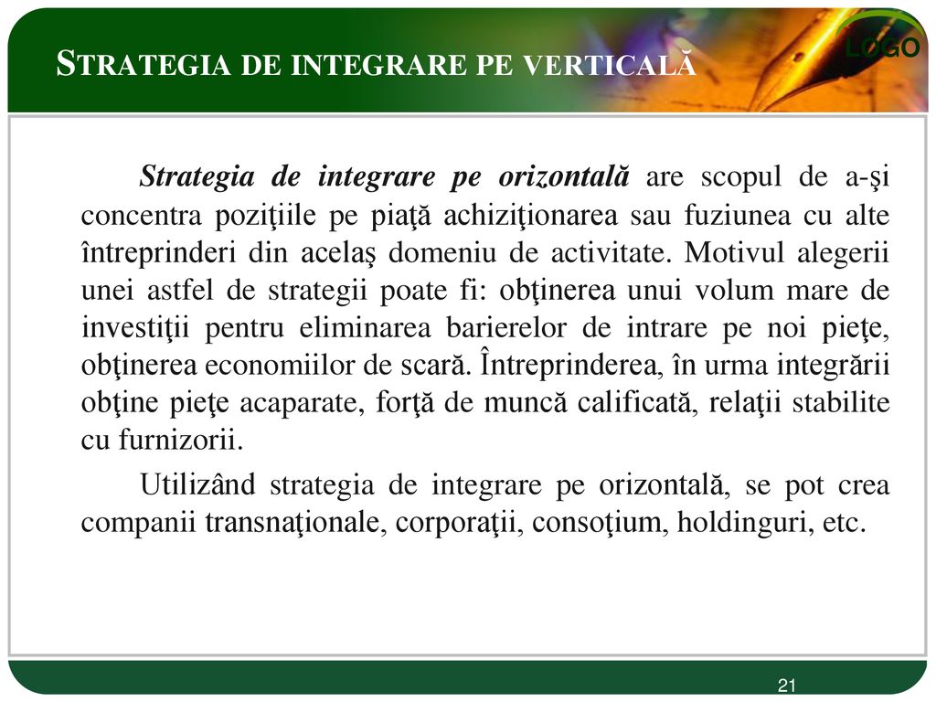 Strategia de integrare pe verticală