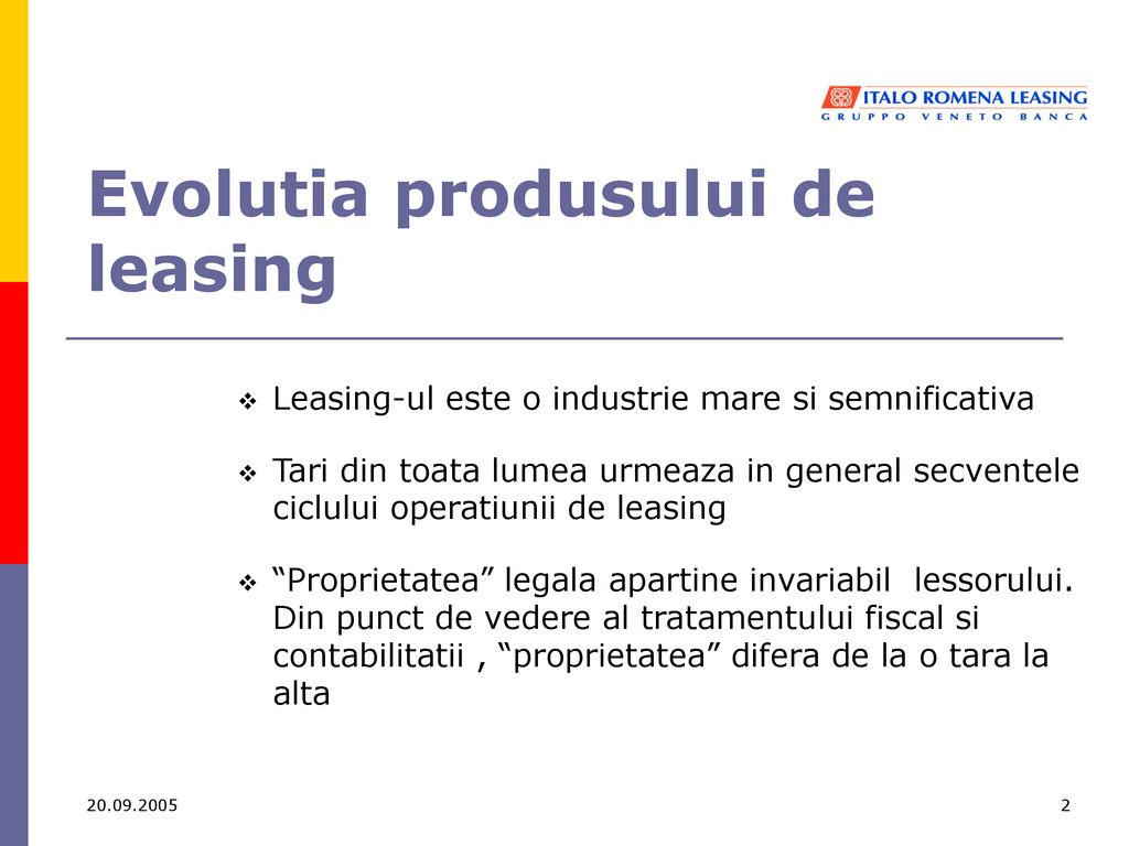 Evolutia produsului de leasing