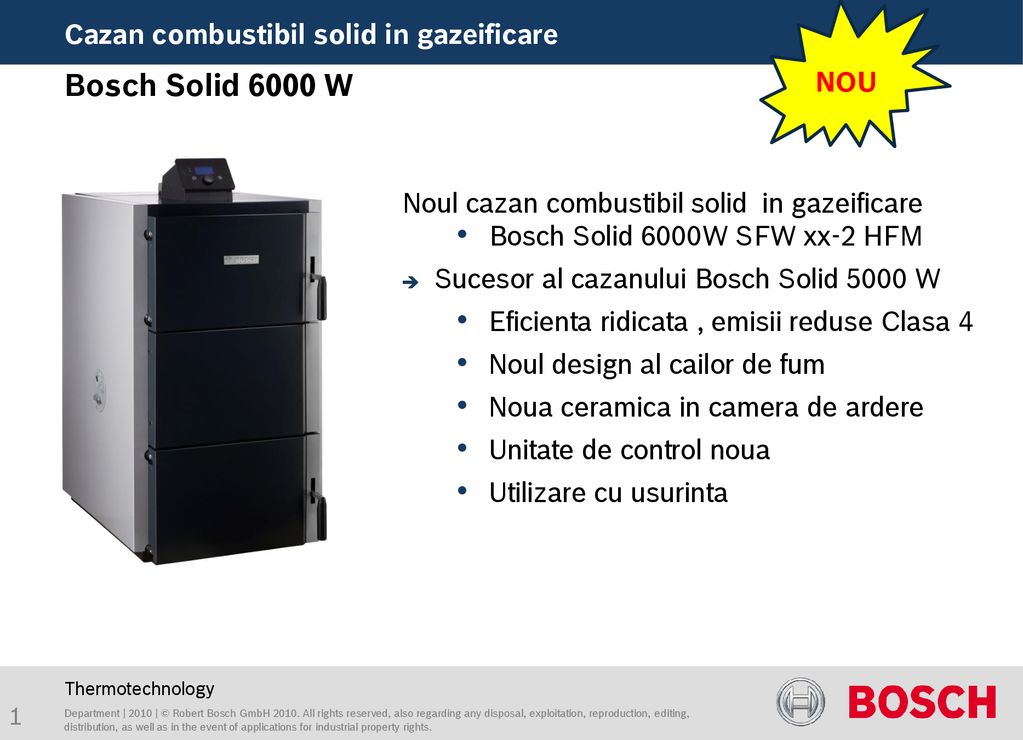 Bosch Solid 6000 W Cazan combustibil solid in gazeificare NOU