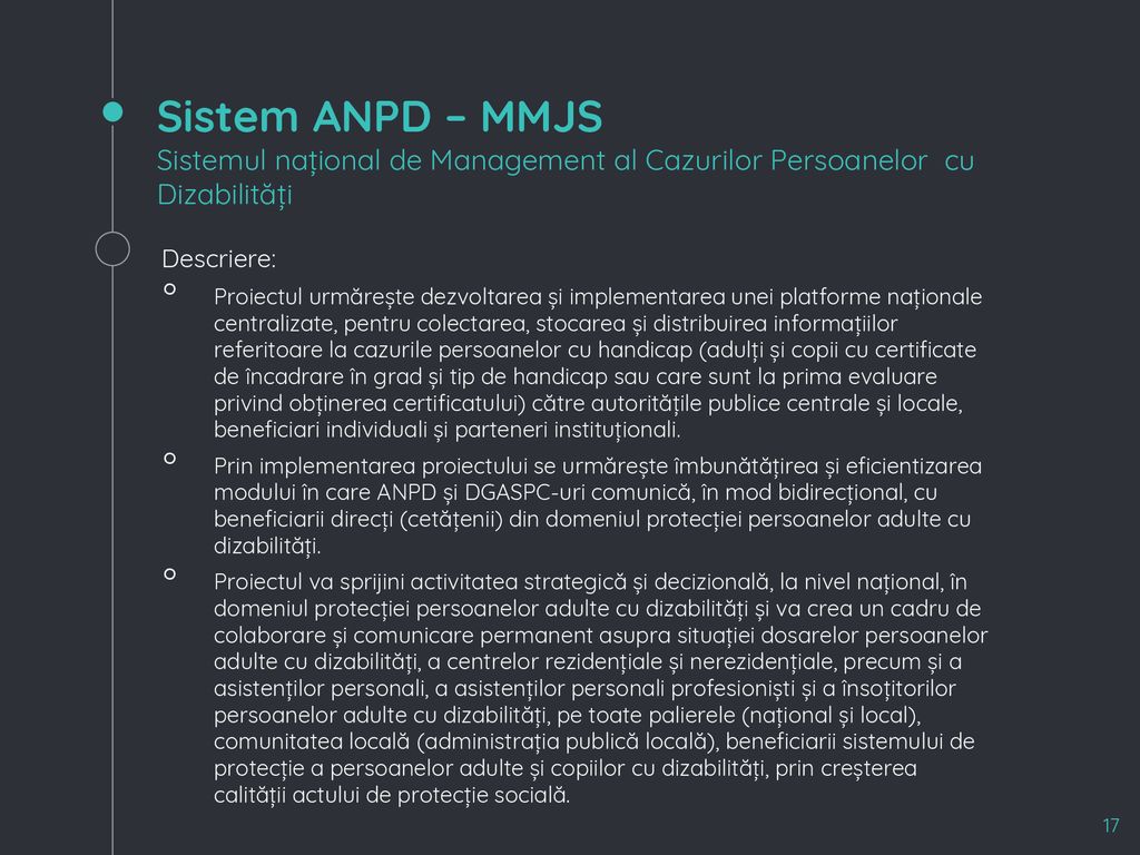 Sistem ANPD – MMJS Sistemul național de Management al Cazurilor Persoanelor cu Dizabilități