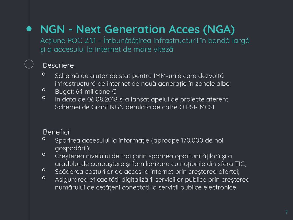 NGN - Next Generation Acces (NGA) Acțiune POC 2. 1