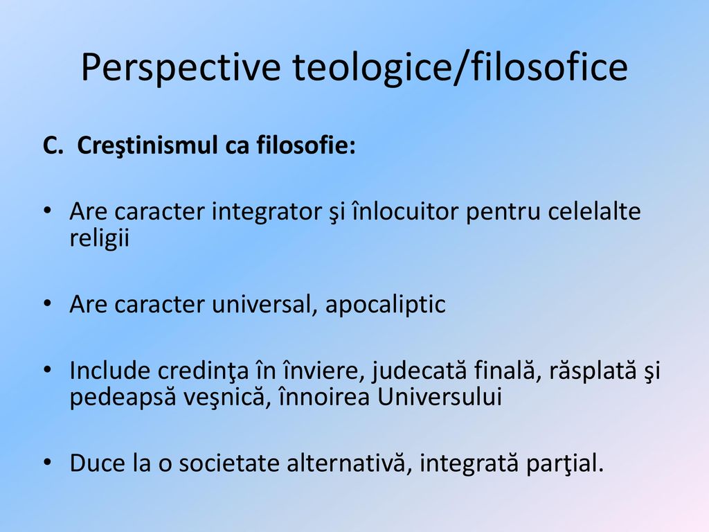 Perspective teologice/filosofice
