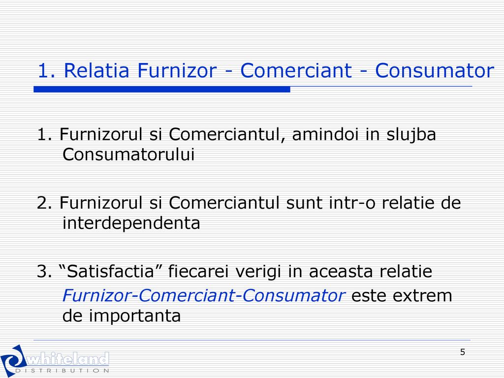 1. Relatia Furnizor - Comerciant - Consumator