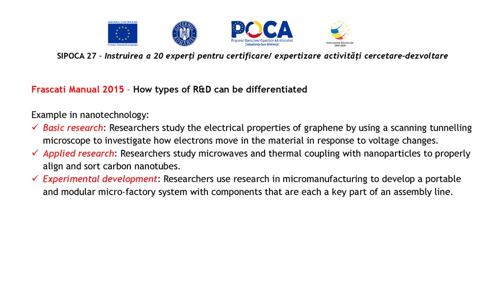 Frascati Manual 2015 – How types of R&D can be differentiated