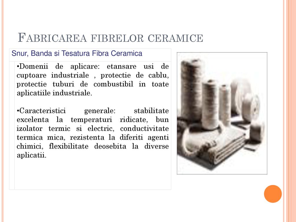 Fabricarea fibrelor ceramice