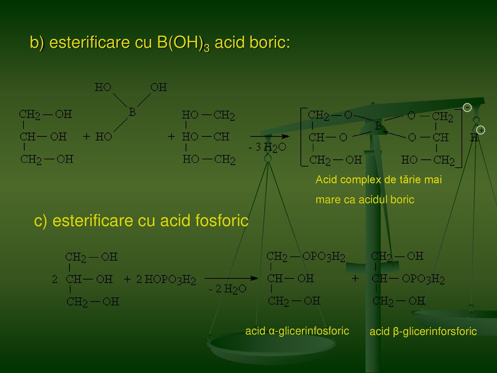 b) esterificare cu B(OH)3 acid boric: