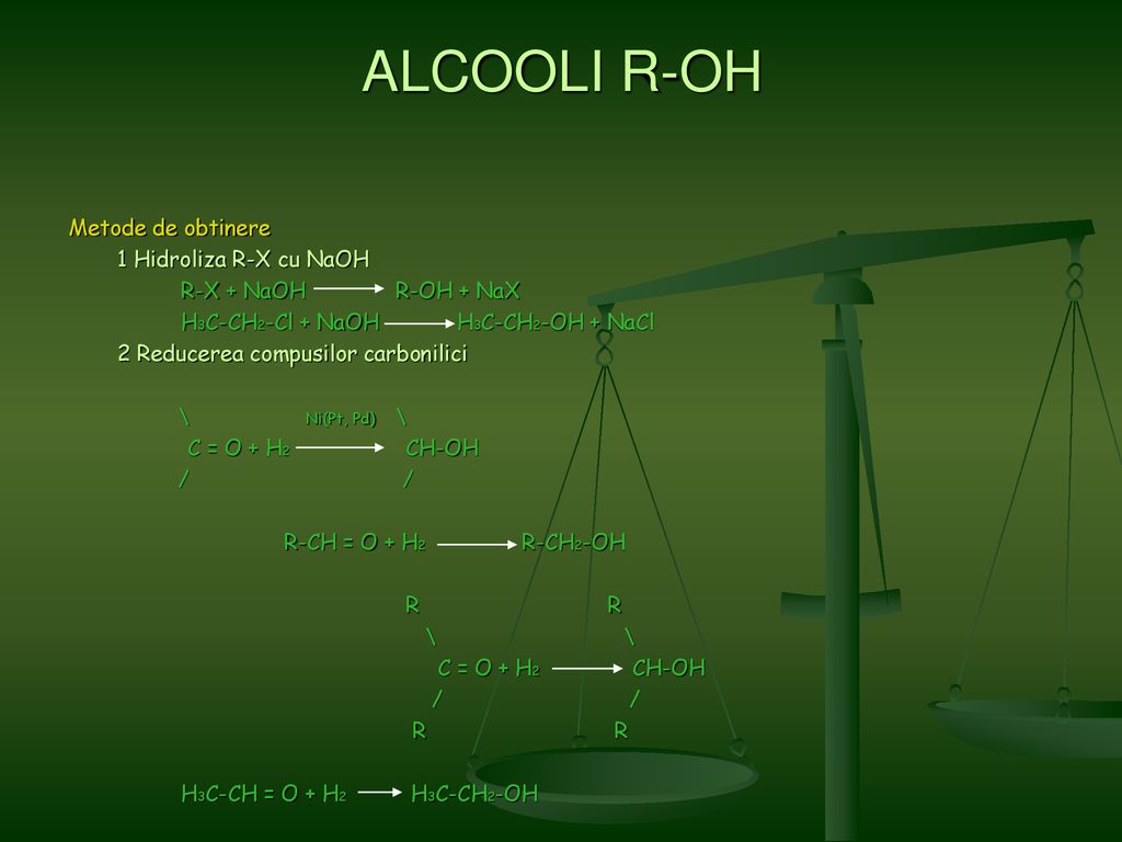 ALCOOLI R-OH Metode de obtinere 1 Hidroliza R-X cu NaOH