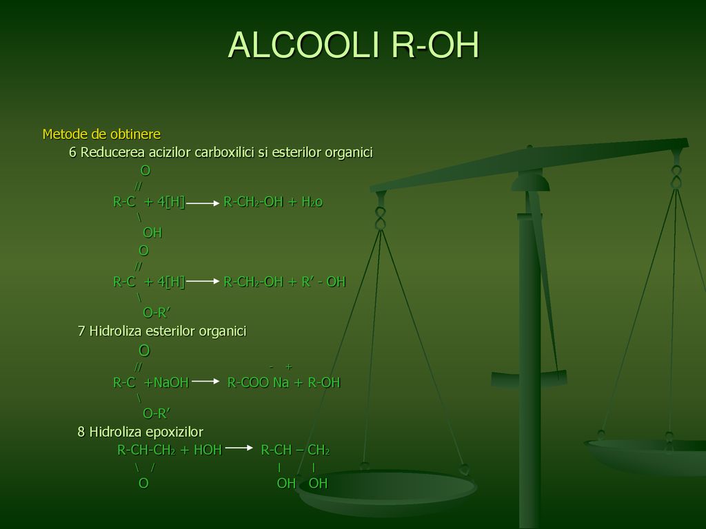 ALCOOLI R-OH Metode de obtinere