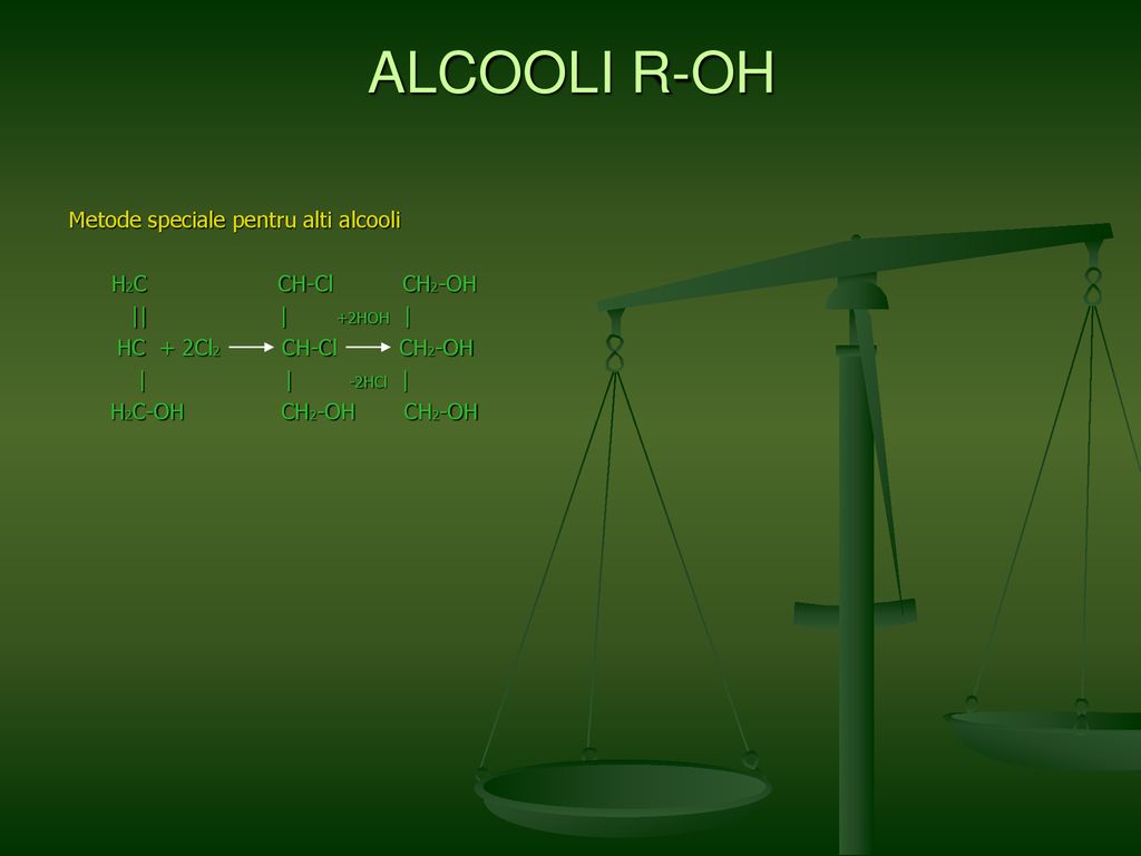 ALCOOLI R-OH Metode speciale pentru alti alcooli H2C CH-Cl CH2-OH