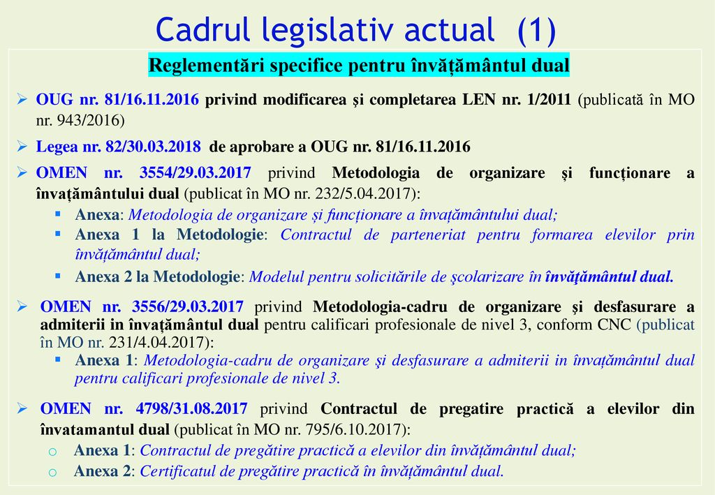 Cadrul legislativ actual (1)