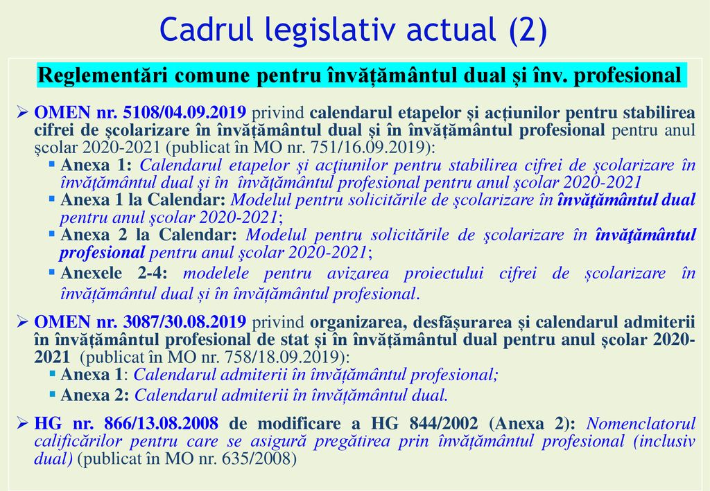 Cadrul legislativ actual (2)