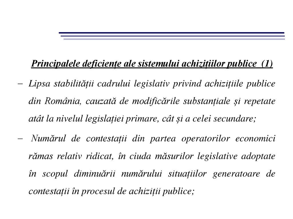 Principalele deficiențe ale sistemului achizițiilor publice (1)