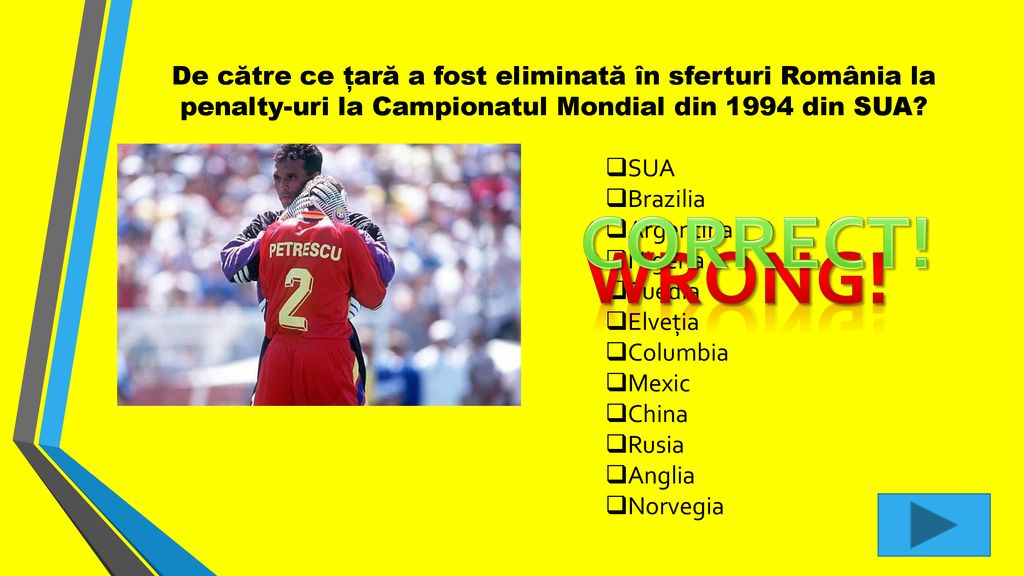 De către ce țară a fost eliminată în sferturi România la penalty-uri la Campionatul Mondial din 1994 din SUA