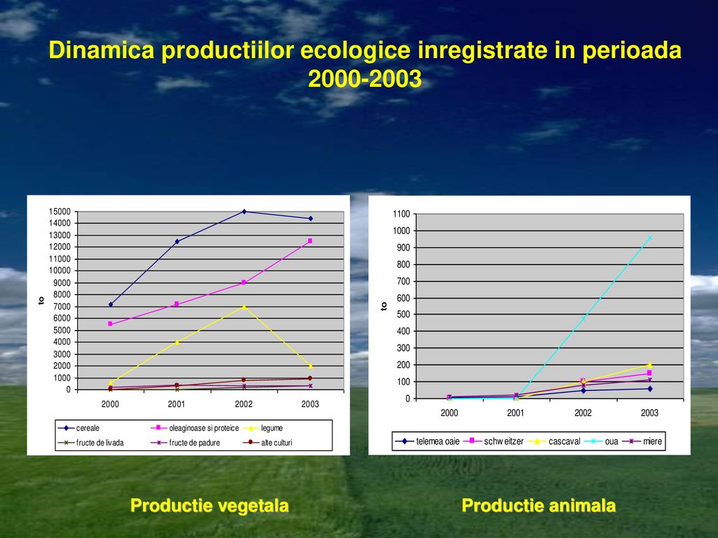 Dinamica productiilor ecologice inregistrate in perioada