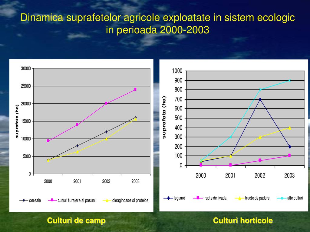 Dinamica suprafetelor agricole exploatate in sistem ecologic in perioada