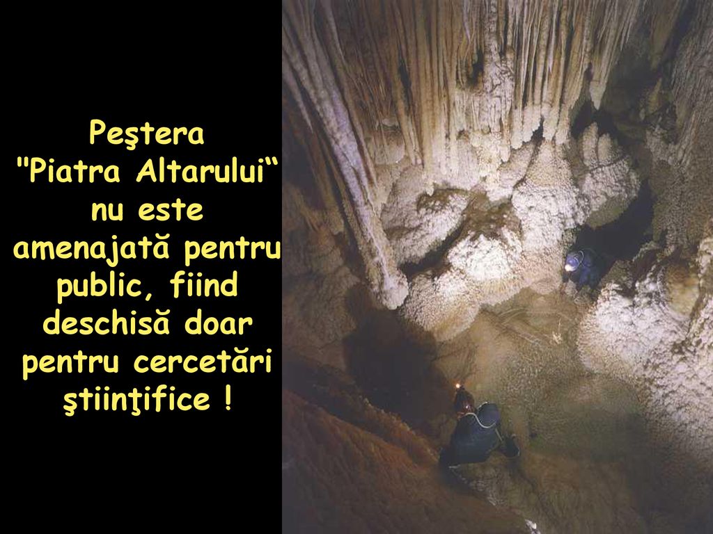 Peştera Piatra Altarului nu este amenajată pentru public, fiind deschisă doar pentru cercetări ştiinţifice !