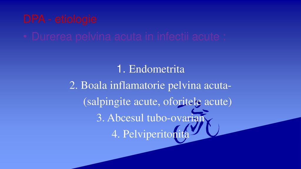 Durerea pelvina acuta in infectii acute : 1. Endometrita