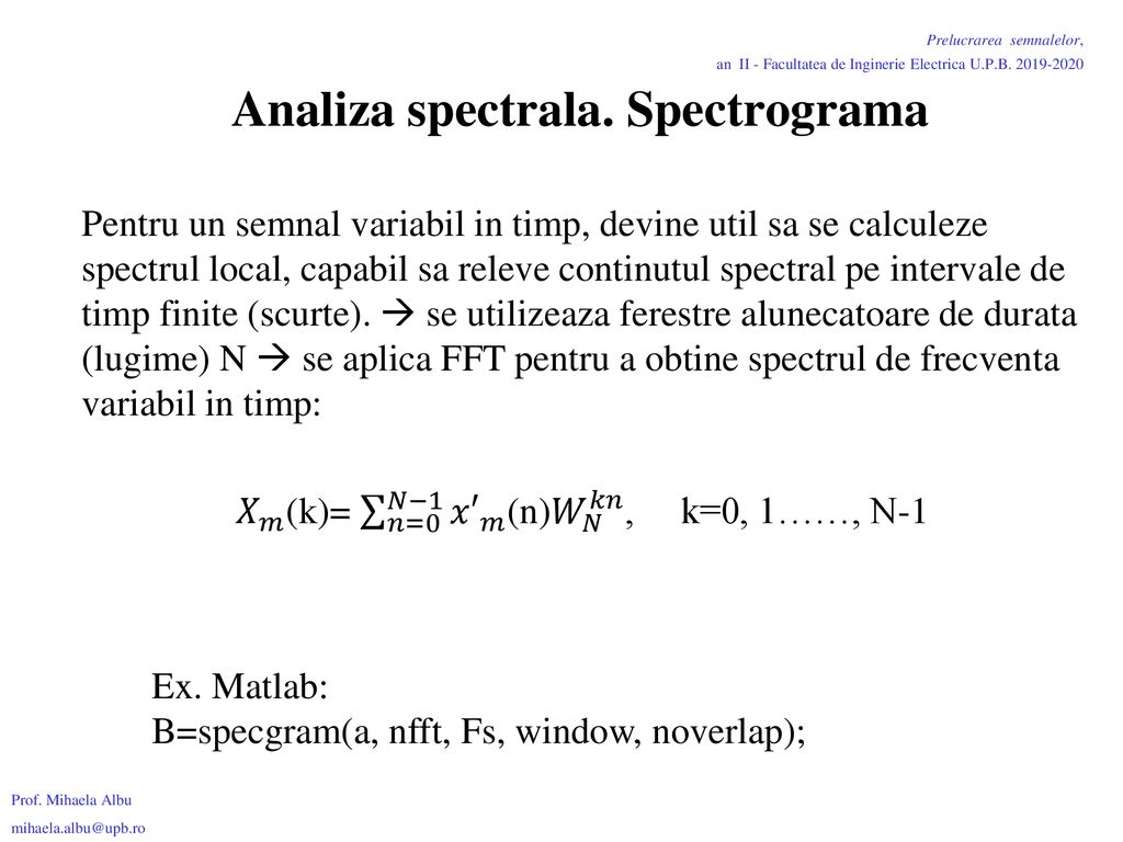 Analiza spectrala. Spectrograma