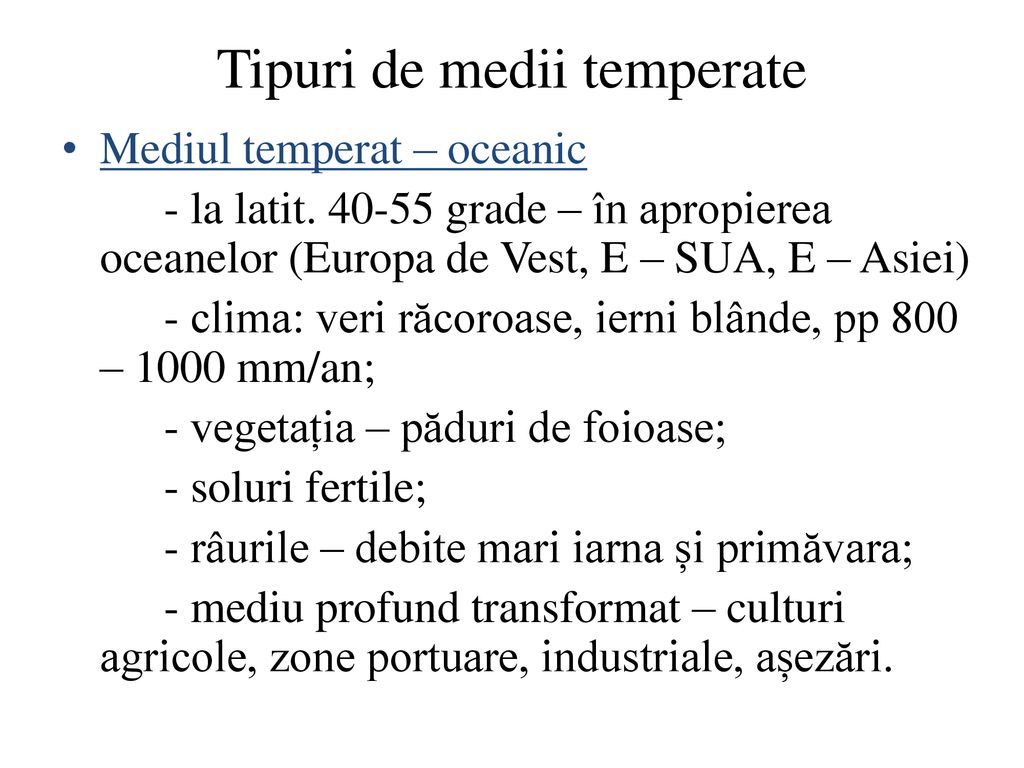 Tipuri de medii temperate