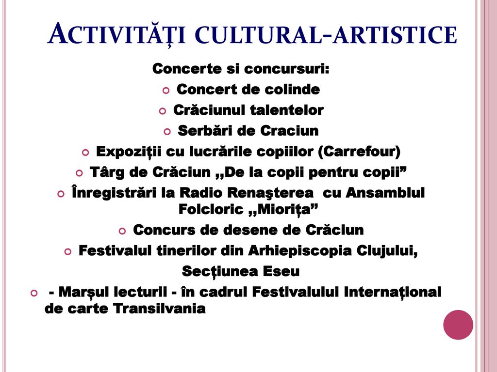 Activităţi cultural-artistice