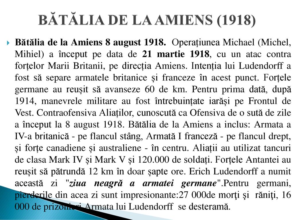 BĂTĂLIA DE LA AMIENS (1918)