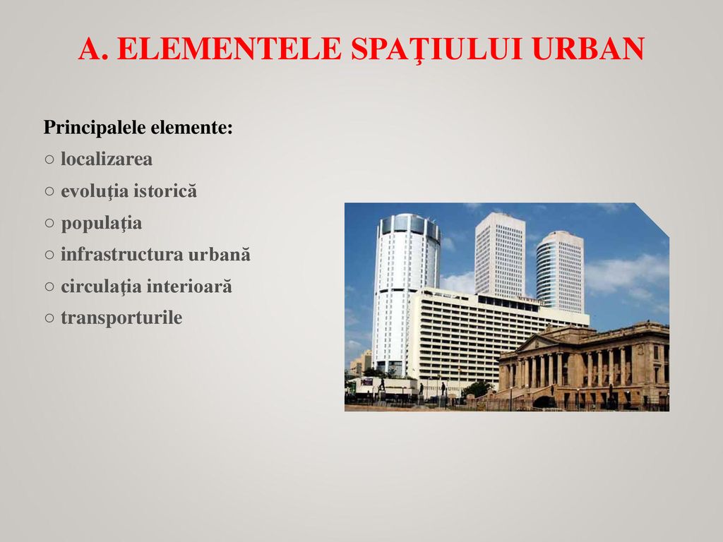 A. Elementele spaţiului urban