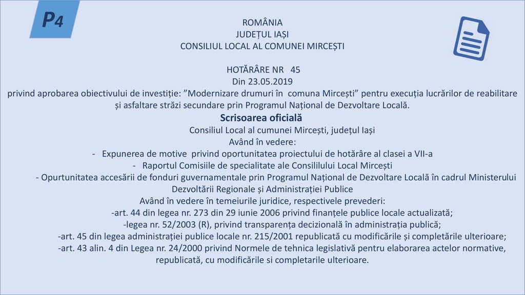 P4 Scrisoarea oficială ROMÂNIA JUDEȚUL IAȘI