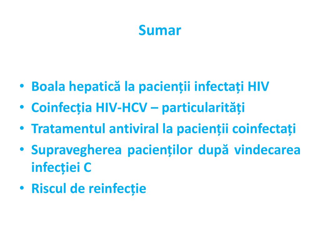 Sumar Boala hepatică la pacienții infectați HIV