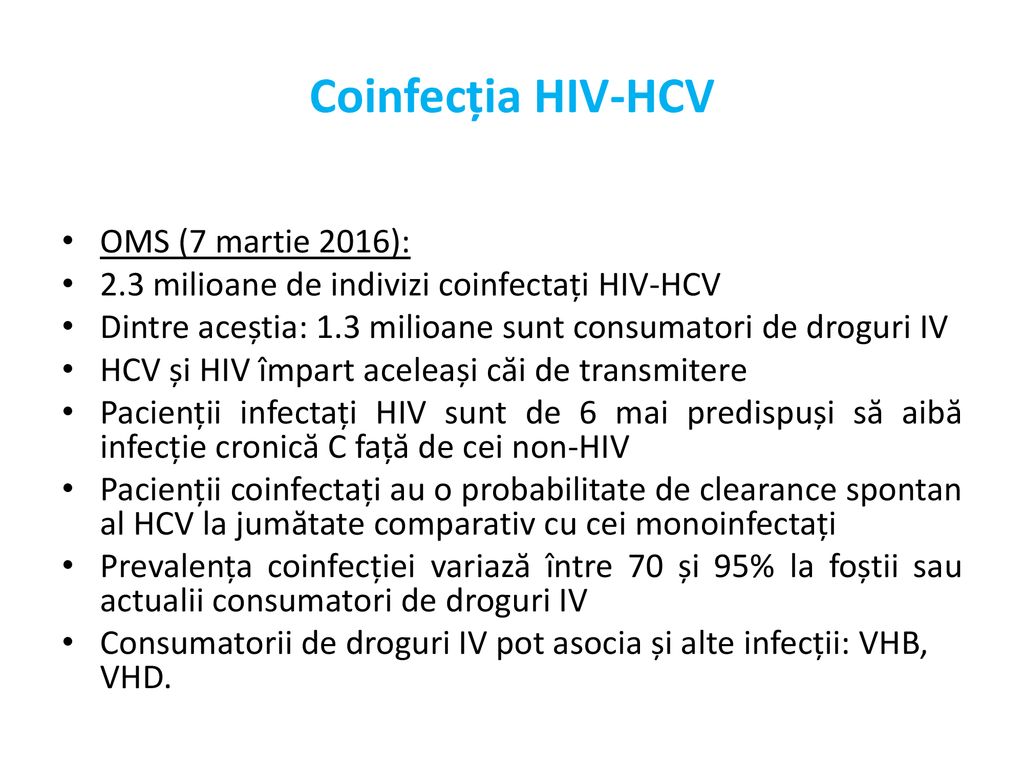 Coinfecția HIV-HCV OMS (7 martie 2016):